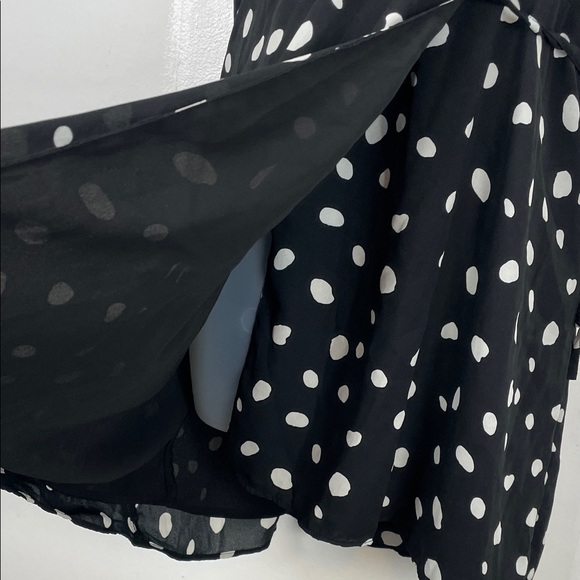 Abercrombie & Fitch Polka Dot Tie Shoulder Hook V Neck Women's S Mini Wrap Dress - Picture 5 of 11